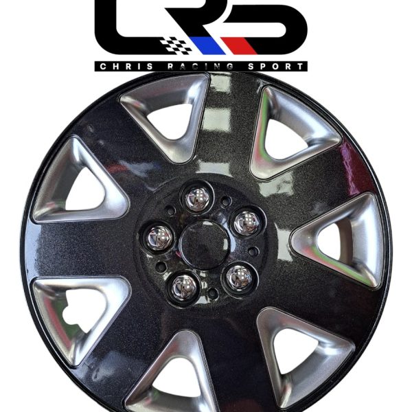 4 Tapas De Rueda Aro 14 Negro, Borde Gris By Safari Racing