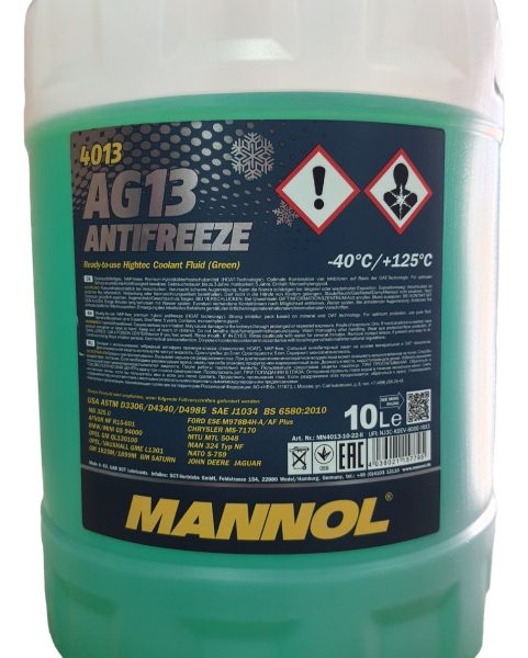 Coolant Refrigerante Mannol Ag13 -40/+125 Color Verde 10 Lts