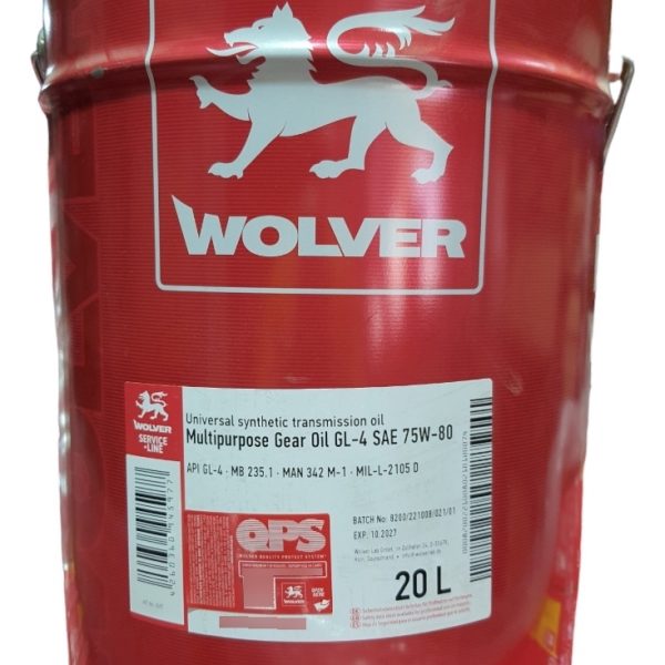 Aceite 75w80 Wolver Api Gl4 Sae Multiproposito 20 Litros